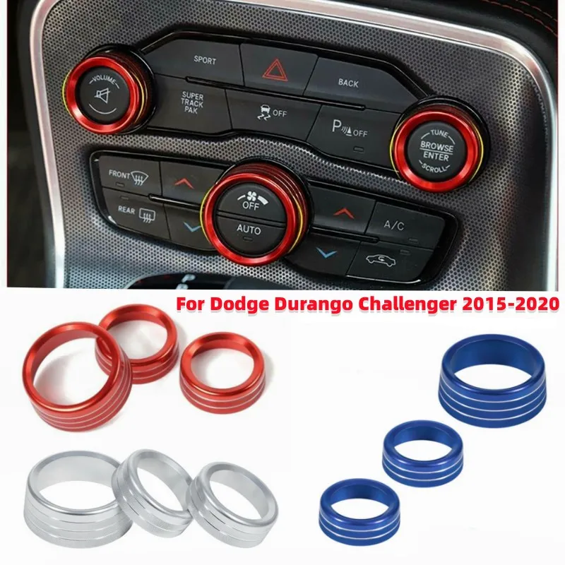 Ac Condizionatore D'Aria Volume Tune Manopola Pulsante Copertura Auto Interni Pulsante Decorazione Cerchio Per Dodge Durango Challenger 2015-2020