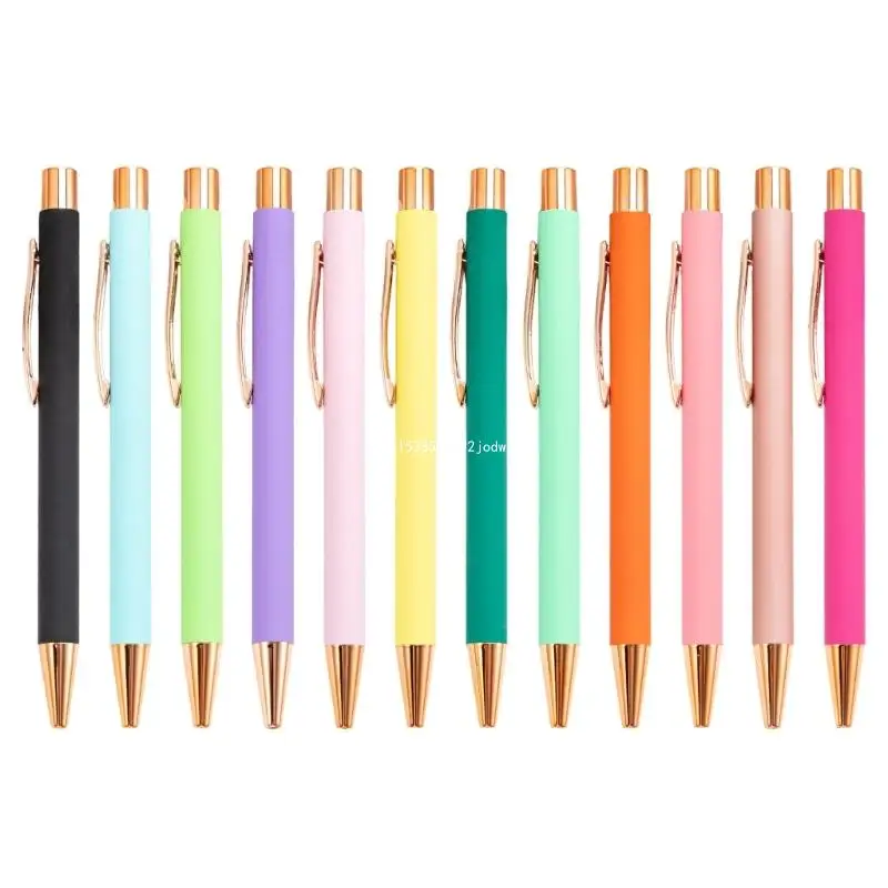 6x/Set Retractable Ballpoint Pen Metal Signature Pen Journaling 1.0mm Writing Stationery Supplies for Students