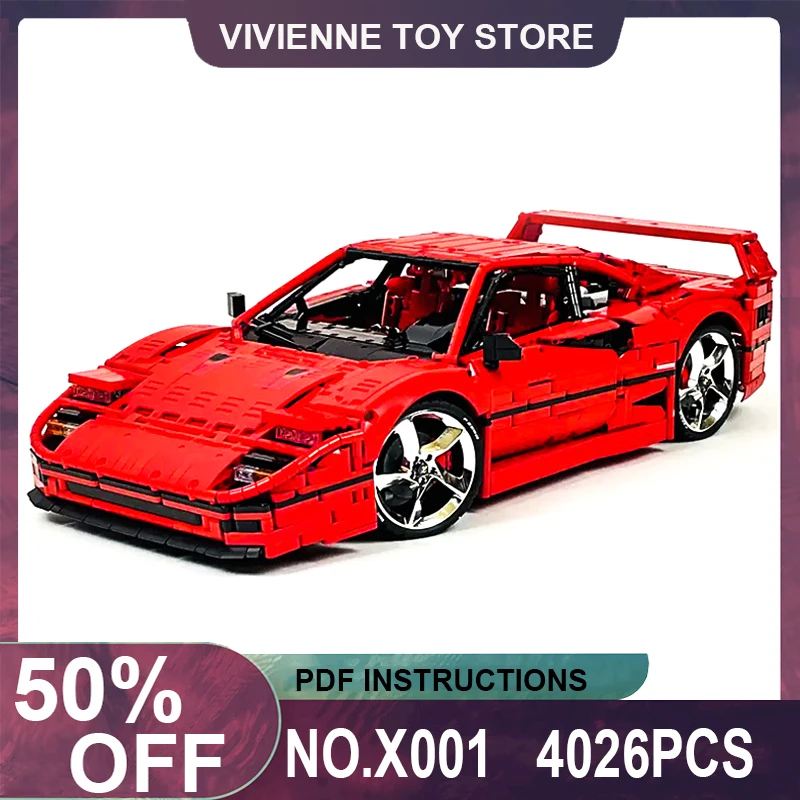 

New MOC-140269 F40 Technical Super Sports Car Compatible 42143 Car Model Building Blocks Bricks Puzzle Toy Car For Boy Gifts