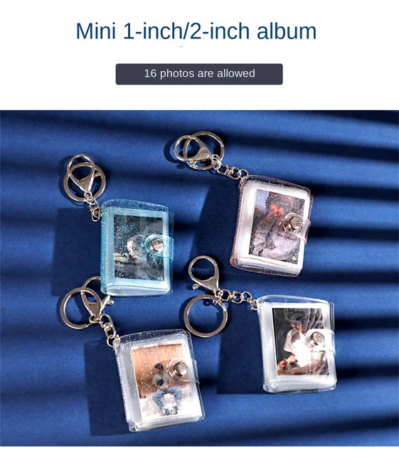 16 Pages Mini Photo Album Keychain Small Instant Picture Album Pendant  Photo Storage Interstitial Pocket Keyring Couple Memory - AliExpress