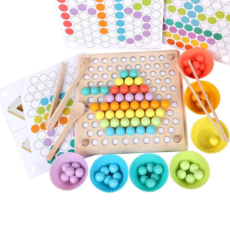 

Wooden Peg Board Beads Game Puzzle Color Sorting Stacking Art Toys for Toddlers Counting Toy for Kids Educational Montessori Toy