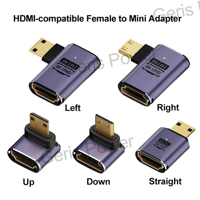 HDMI-Compatible Adapter 90 270 Degree Right Angle Male to Female Converter  8K HD Connector Mini / Micro HDMI-compatible Extender - AliExpress