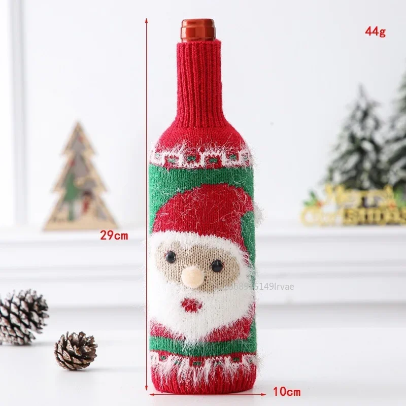 Christmas Wine Bottle Cover Set Santa Snowman Woven Wine Bottle Bags For Xmas Party Dinner Table Decor Navidad New Year Gifts