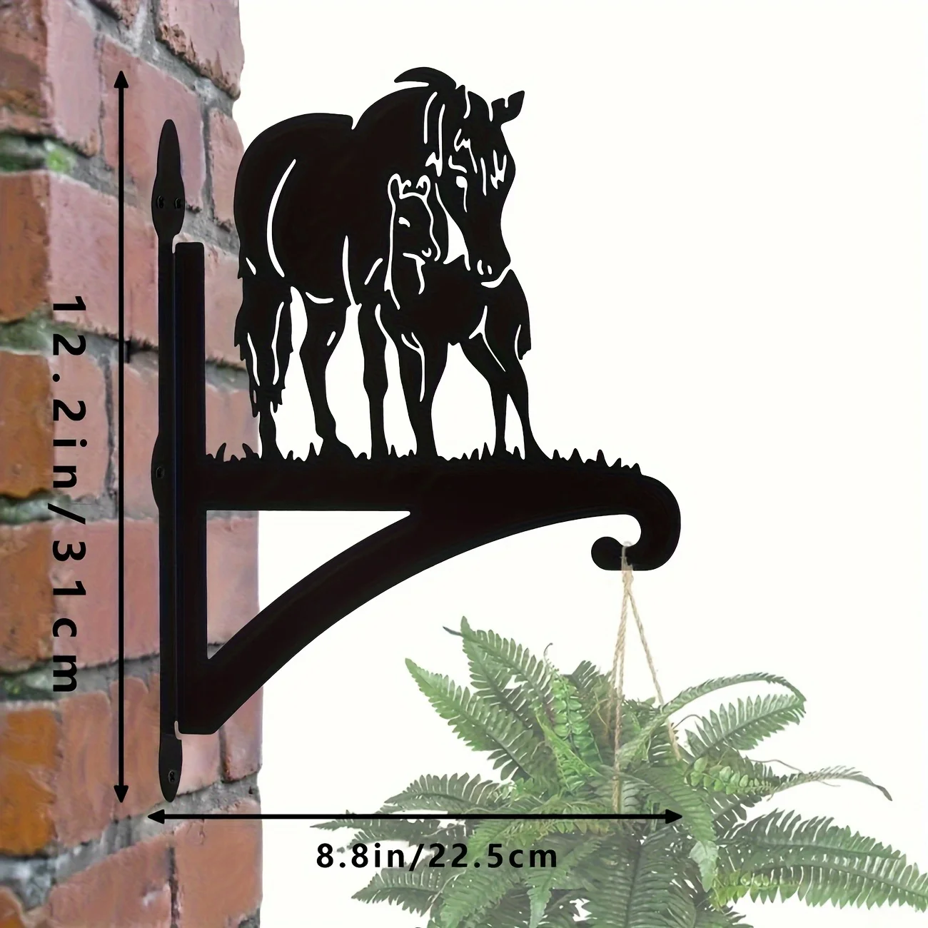Sturdy Metal Horse & Pony Silhouette Wall-Mounted Plant Hanger – Modern Outdoor Decor for Plants, Lanterns, and Birdhouses