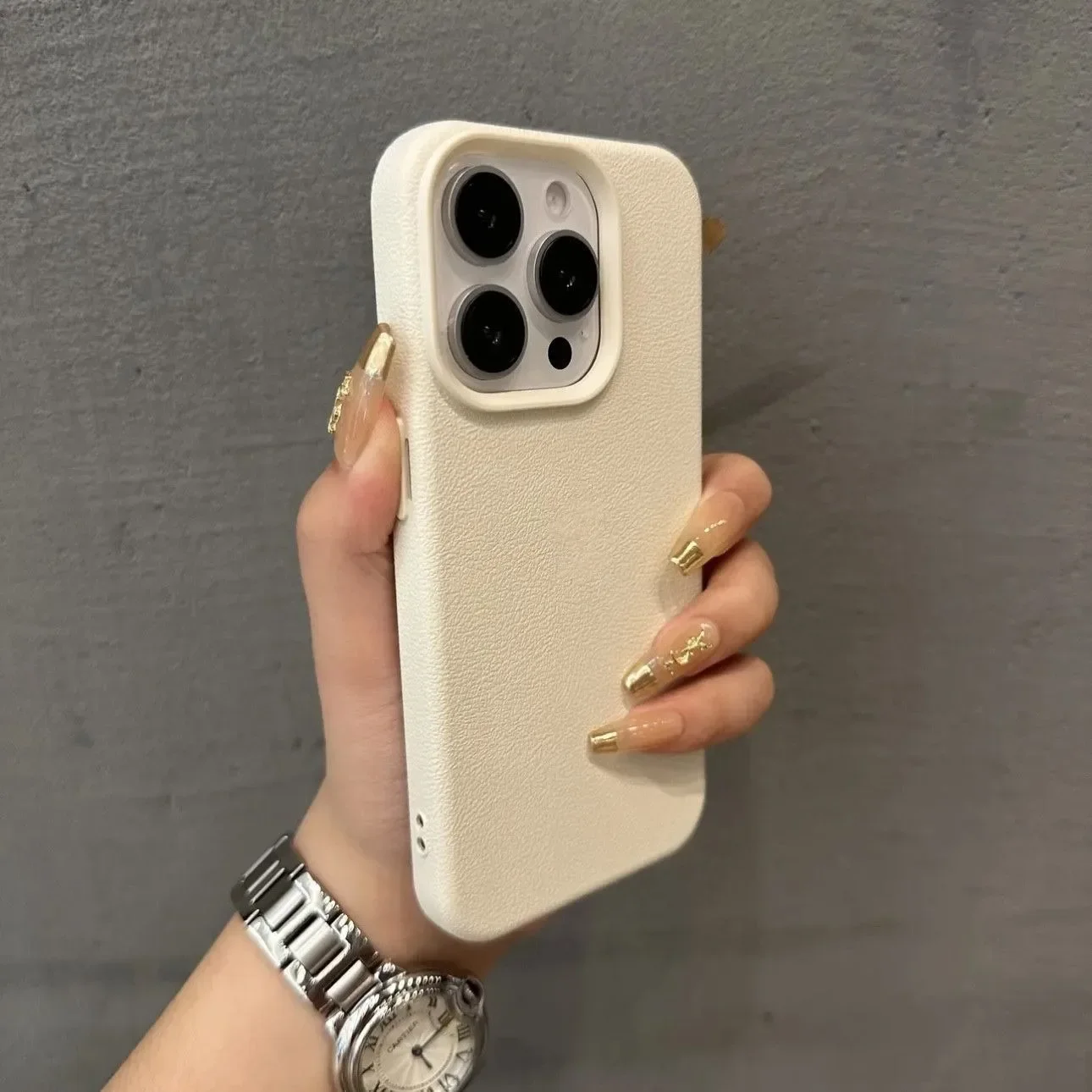 Luxury Lichee Pattern Leather Case - Candy Solid Color Slim Cover