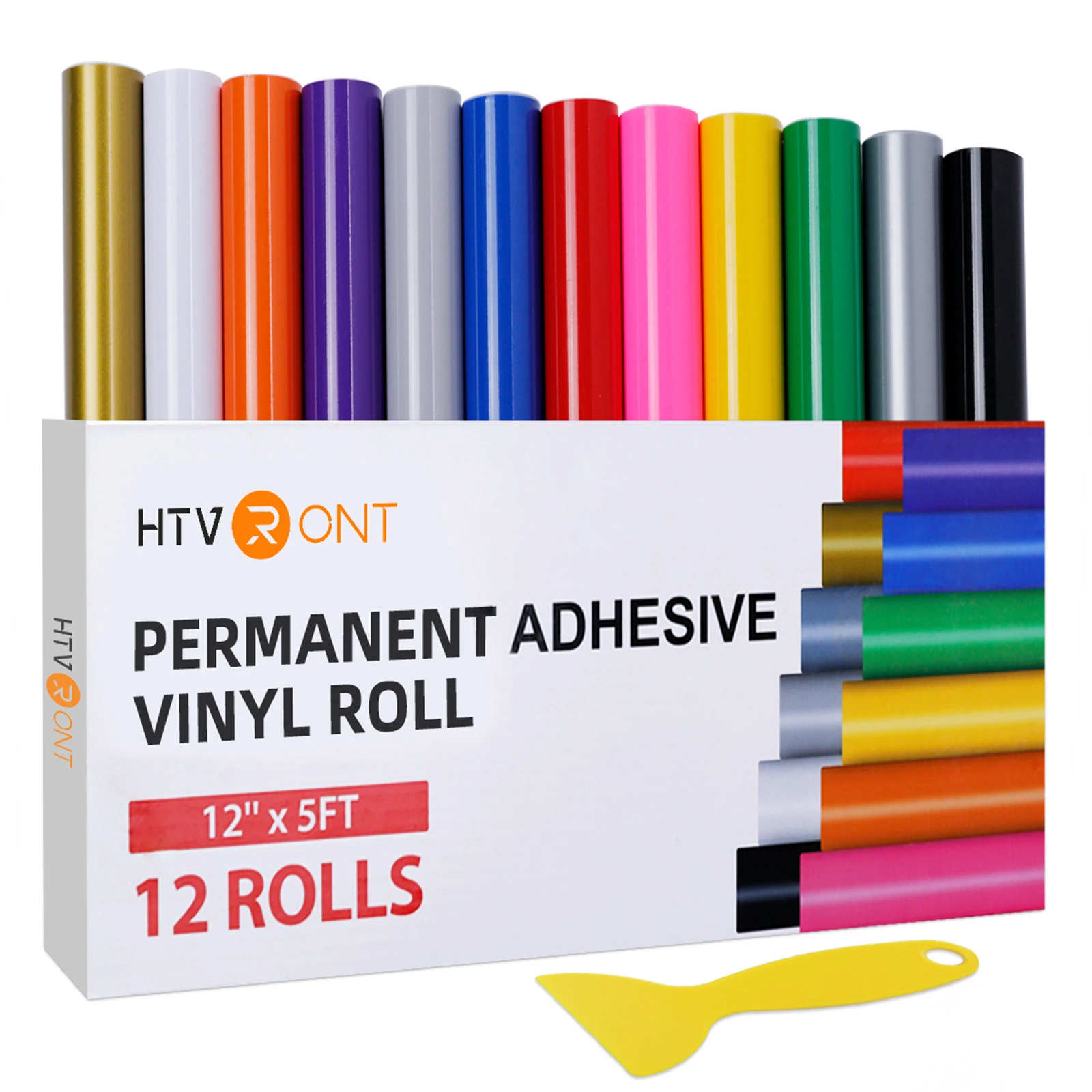 12 Pack Htvront 12x5ft Multi Colors Permanent Adhesive Vinyl Rolls For