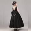 Little/Big Girls Elegant V Backless Big Bowknot Pearls Flower Girl Birthday Party Piano Show Performance Long Dress 6