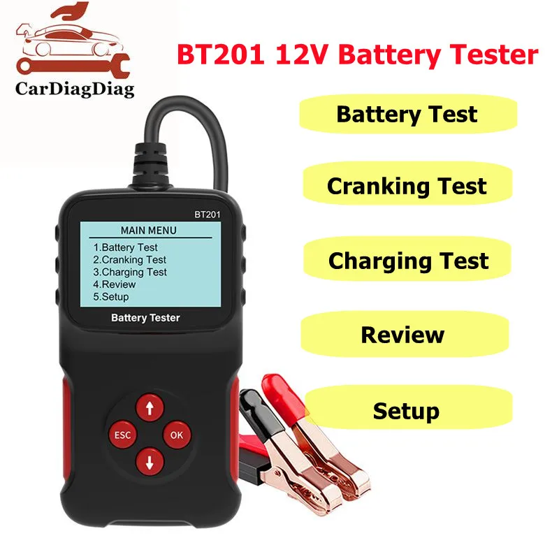 Bt201 Battery Tester Auto Car Scanner 12V Universal Battery Diagnosis Multi-Function Tester Diagnostic Tool Support 6 Languages