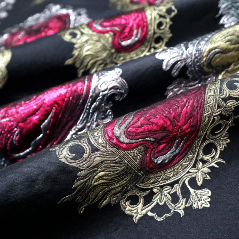 

Gold Silk Jacquard Fabric Spring Autumn Winter Dress Windbreaker Suit Coat Fashion European Brand Design Sewing Cloth by Meter