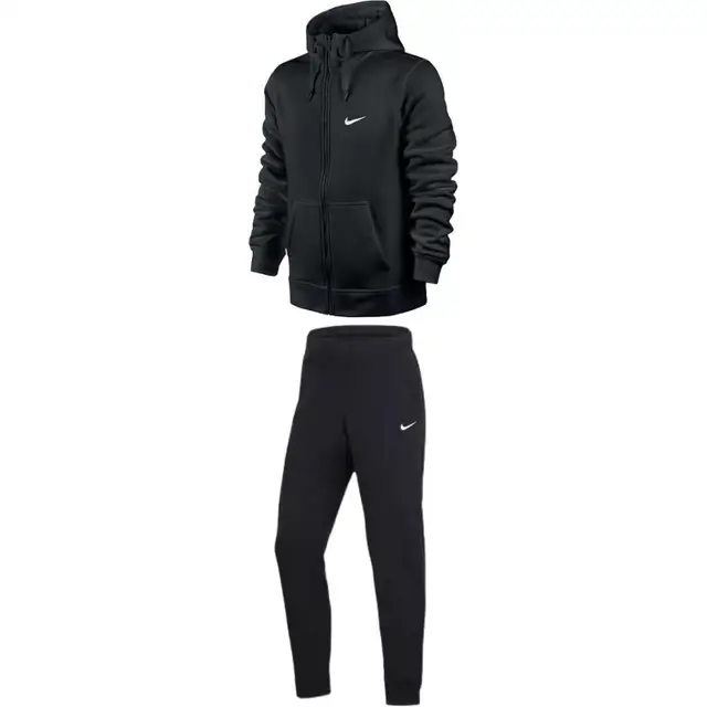 Ensemble de sport décontracté pour homme, veste isolante à logo Nike et pantalon doublé en polaire uni, noir_623451-010 1