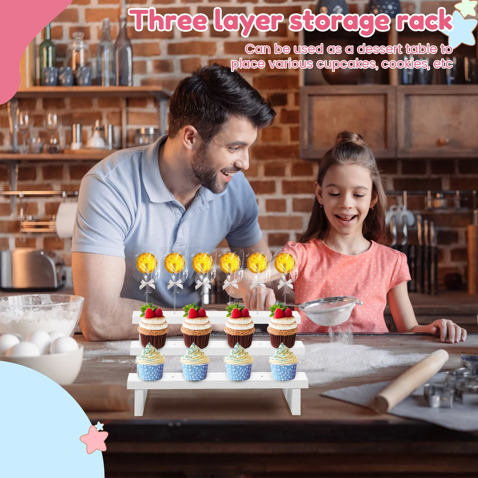 1/2Pcs Hole Cake Pop Stand Candy Display Wooden Stand 3 Tier 15 Holes Candy Lollipop Stand Wedding Party Dessert Placement