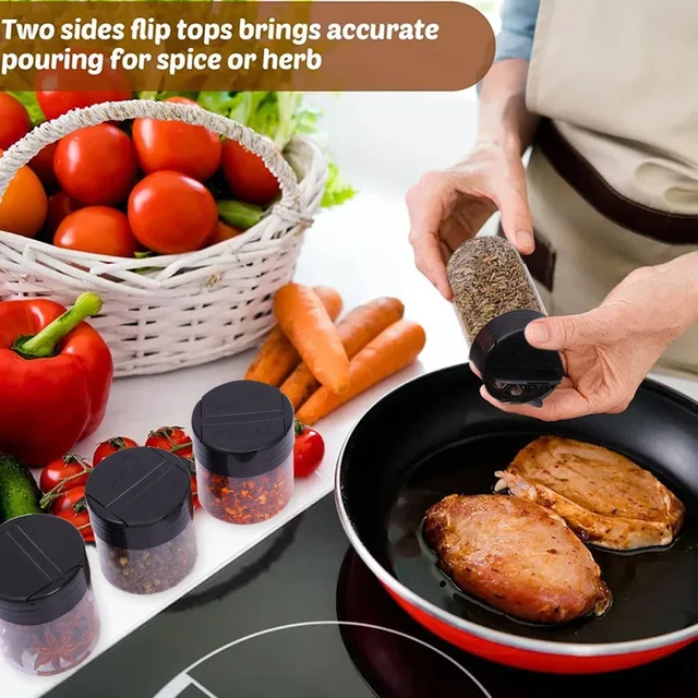 Pots d'assaisonnement transparents réutilisables, grandes bouteilles vides de stockage de condiments à épices, conteneurs de poudre de saison, boîte pour la cuisine, 24 à 1 pièces 4