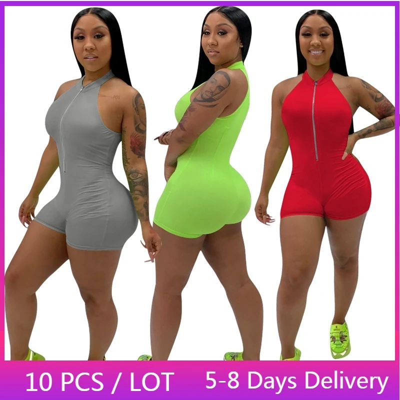 

Wholesale Items Women Sleeveless Bodycon Jumpsuit Workout Biker Shorts Skinny Playsuit Casual One Piece Outfit Women Clothing