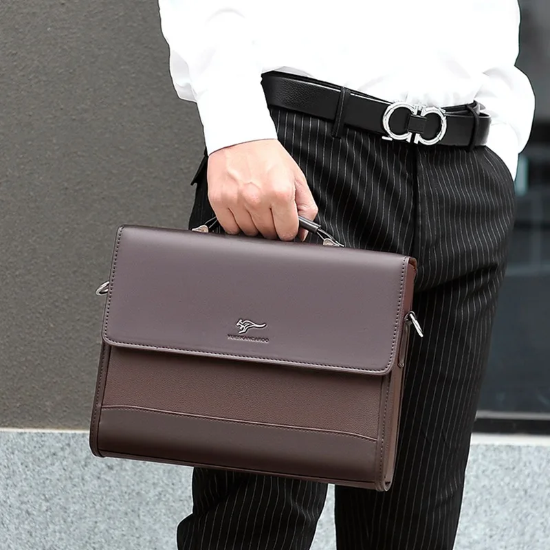 Vintage PU Leather Men Briefcase Bag Executive Handbag For Documents Male Business Shoulder Messenger Bag Laptop Bag For Man