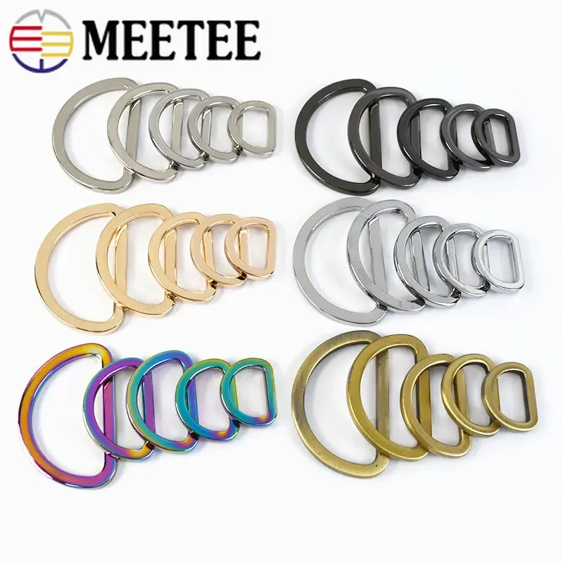 

10pcs Meetee 16-38mm Metal D Ring Buckles Bag Strap Belt Webbing Handbag Hook Loop Clasps DIY Leather Craft Accessories