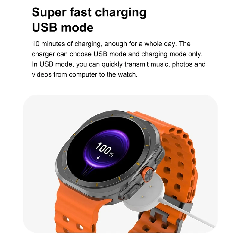 DT Watch Ultra 47mm 스마트 시계 블루투스 통화 나침반 OrangeJAS