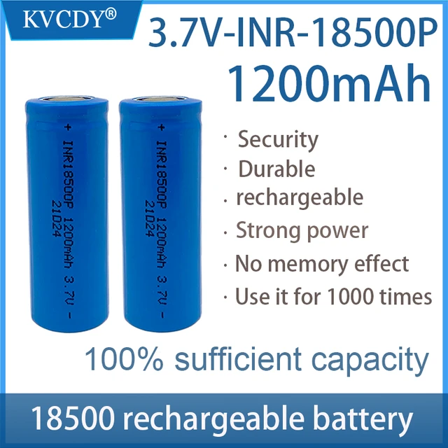 2Pcs Rechargeable Li-ion A Batteries ICR17500 1100mAh 3.7V Flat Top for  Lights