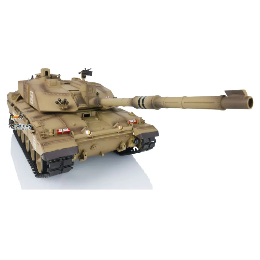 Char HengLong RC 1/16 avec fumée, BB et combat infrarouge - Tank robot télécommandé, détail des chenilles et du canon.