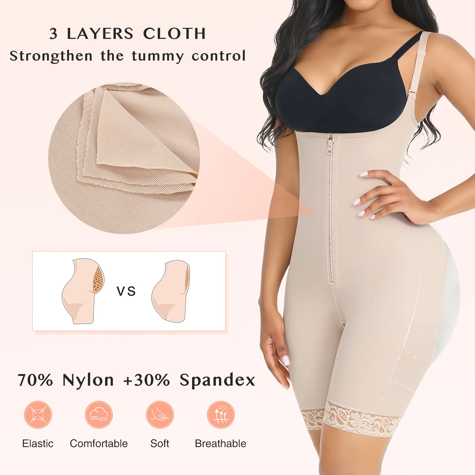 Women Body Shaper Fajas Colombianas Detachable Straps Full Body Shaper Tummy Slimming Postpartum Stage 3 Girdle Push Up Butt Lifter Shapewear