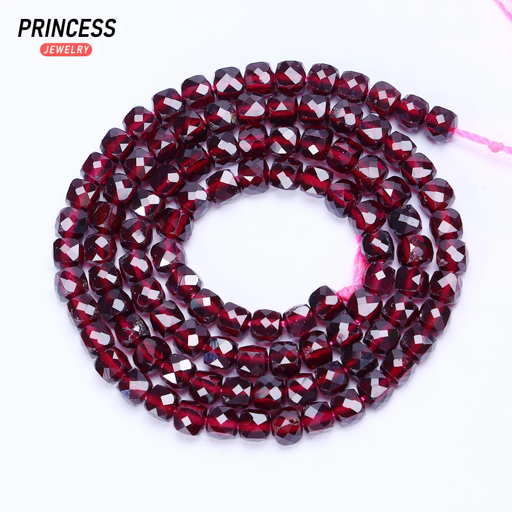 A++ Natural Red Garnet 3.8mm Cube Faceted Beads for Jewelry Making DIY Bracelet Necklace Accessories 2