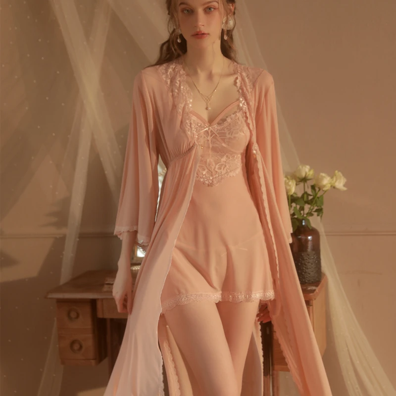

Women' Silk Satin Pajamas Set 3 Piece Lingerie Floral Lace Cami Sleepwear with Slip Coat
