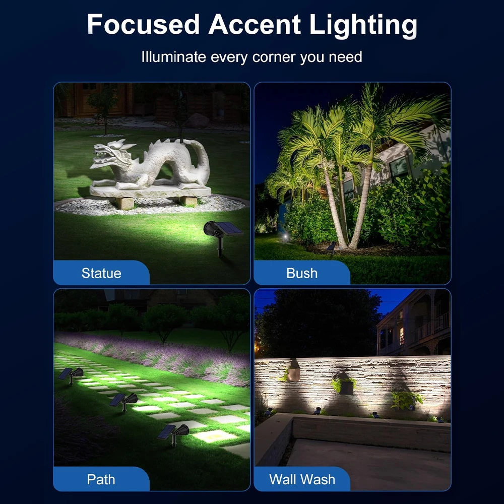 1pc Solar Spot Lights Outdoor, Adjustable Auto Lights, Landscape LED Lighting Ground Light for Garden Pool Tree Pond and Yard