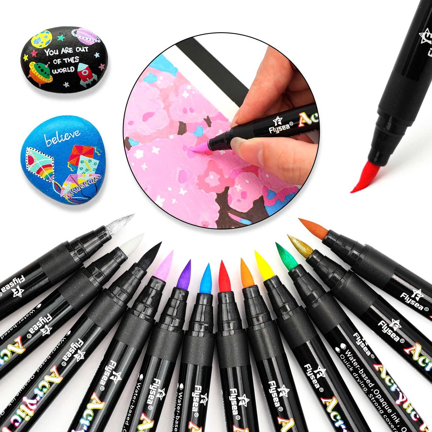 Vibrant Brush Tip Acrylic Paint Pens for Creative Projects and Artistry
