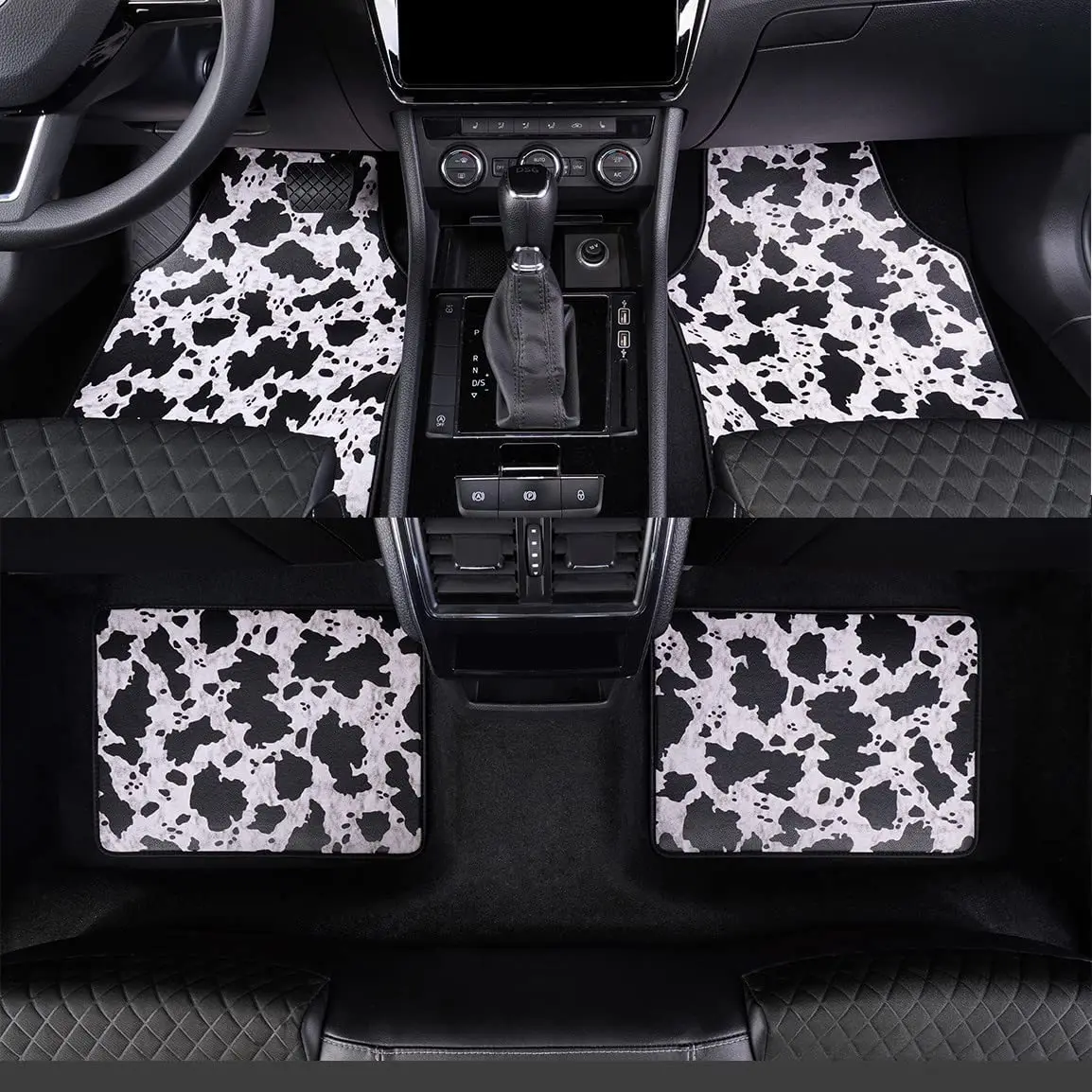 

LSBS Car Floor Mat, Cow Print, All Weather Protection, Faux Leather, Universal Fit for Cars Truck Van and SUV for Women and Men