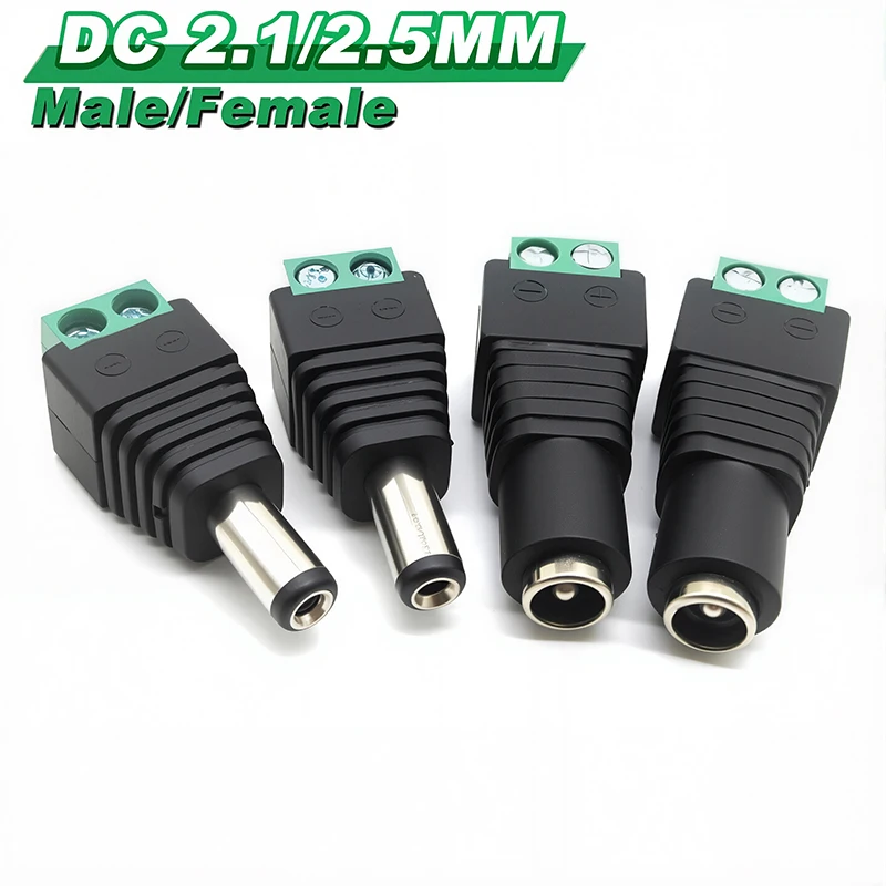 4pcs 12V DC Power Connector Plug Jack Male Female Socket Barrel 2.1mm*5.5mm DC Plug Adapter 2.5mm
