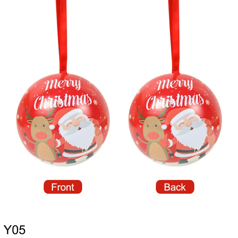 thumbnail image 1 of 1/2 piezas de caja de dulces de bola de Navidad, caja de hojalata de alce de Papá Noel, caja de embalaje de regalos de dulces, colgantes para decoración navideña de Año Nuevo 2025, 1 of 5