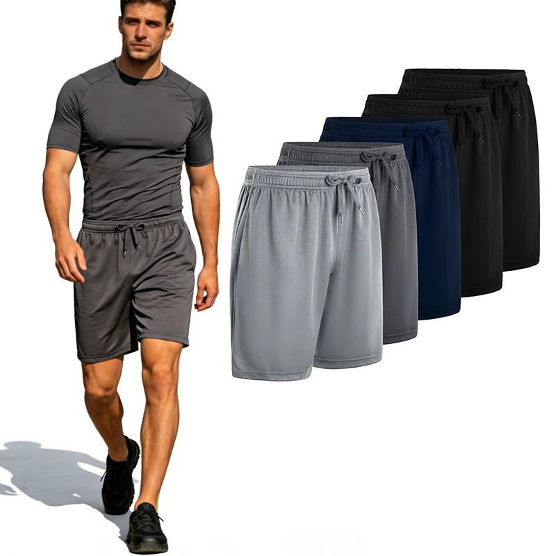 5-piece men's casual shorts with drawstring waistband, breathable fabric, available in multiple colors - ideal choice for summer 1