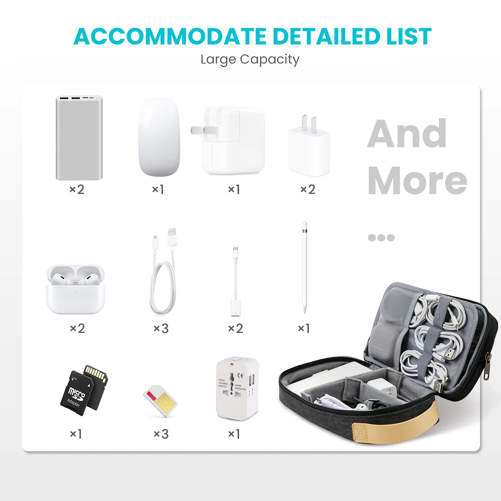 Multi Layer Digital Storage Bags for Earphone Charger Data Cables USB Electronic Accessories Storage Pouch Travel Organizer Box