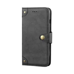 Vintage Leather Back Case with Metal Buckle - Premium Protective Cover Accessories (Black)