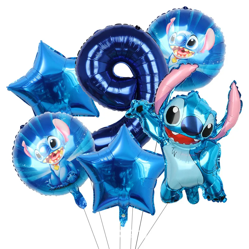 thumbnail image 1 of Decoración para fiesta de cumpleaños de Disney Stitch, vajilla con temática de Lilo y Stitch azul, vasos, globos de ángel, piñata, suministros para fiestas para niños, 1 of 5