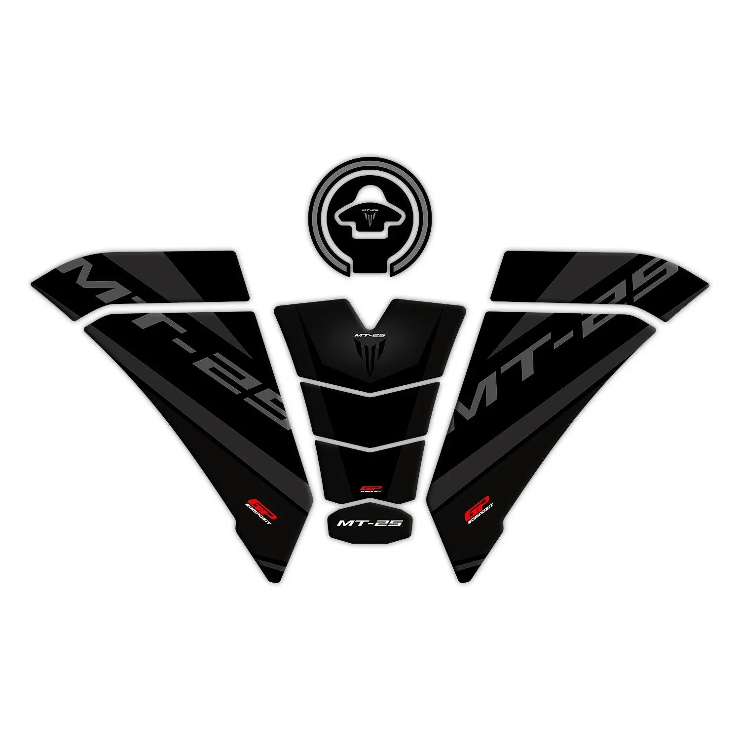 

GP Composite For MT-25 2020-2022 Compatible Tank Pad Set Black