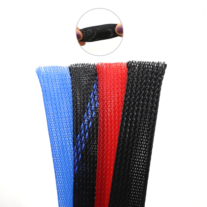 1M 2 4 6 8 10 12 14 16 18 20 25 30 40 mm High Density PET Braided Expandable Sleeve Wire Wrap Insulated Nylon Protector Sheath