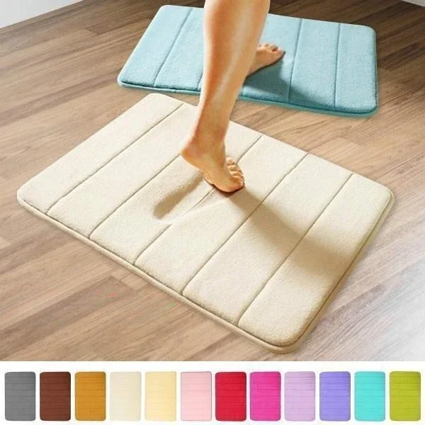 

40x60cm Water Absorption Bath Mat Bathroom Rug Coral Fleece Memory Foam Bathroom Mat Kitchen Door Floor Mat Carpet