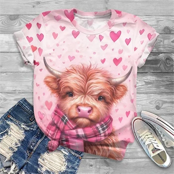 New Fashion Animal Cow 3D Print T-Shirt Women Fashion Short Sleeve TShirt Girls Kawaii T Shirt Clothes Female 2000s Y2k Tops