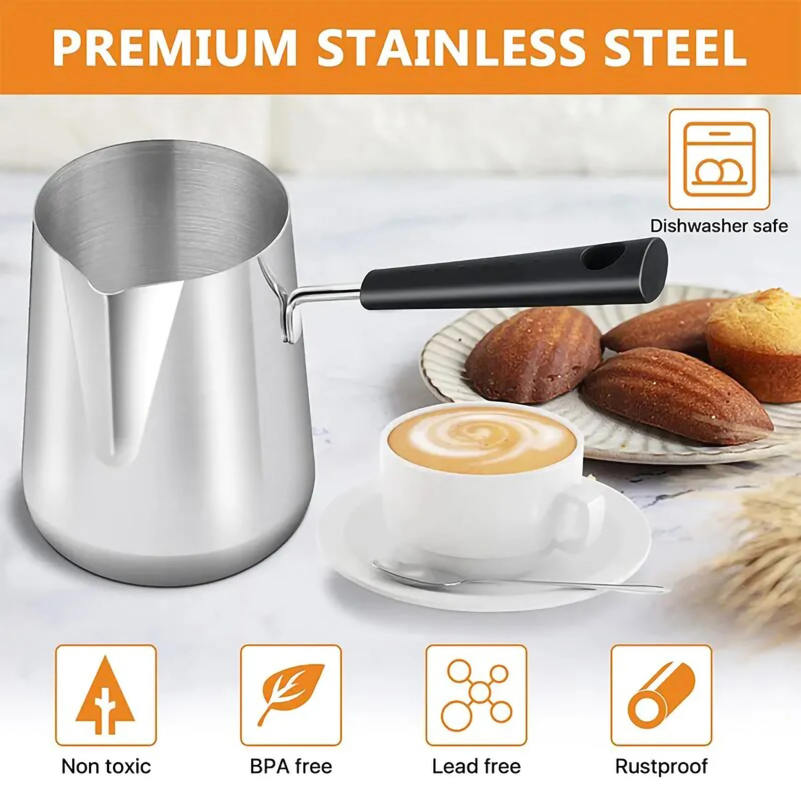 Milk pot fancy milk pot stainless steel thickened complementary cooker baby milk powder heating mini pot coffee pulling moka