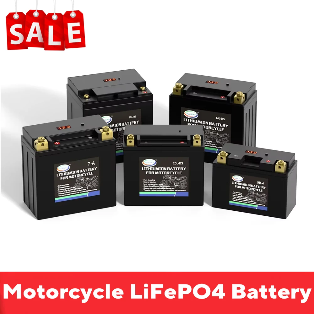12V Lithium Motorcycle Battery LiFePO4 Built in BMS Maintenance Free For ATV UTV Jet Ski Snowmobile Honda Suzuki Kawasaki Yamaha