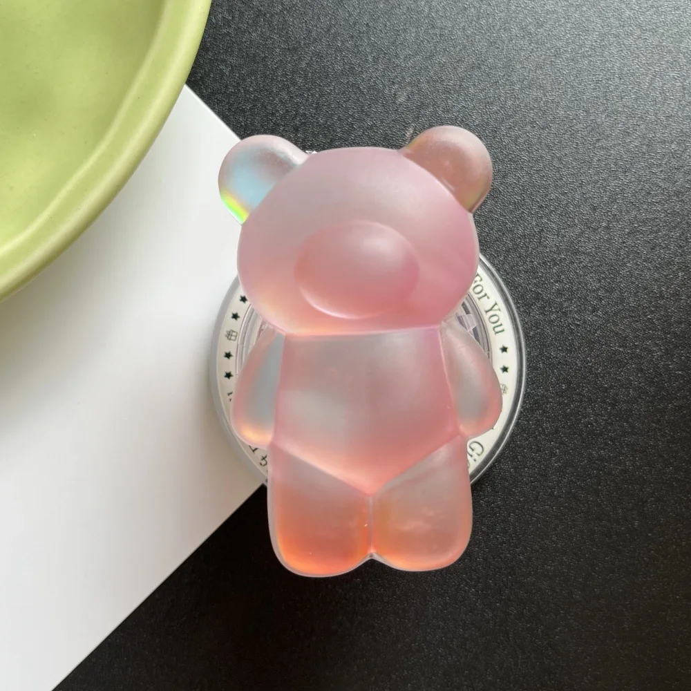 Kawaii Pastel 3D Bear Magnetic Phone Stand - Shockproof & Anti-Slip Desk Holder