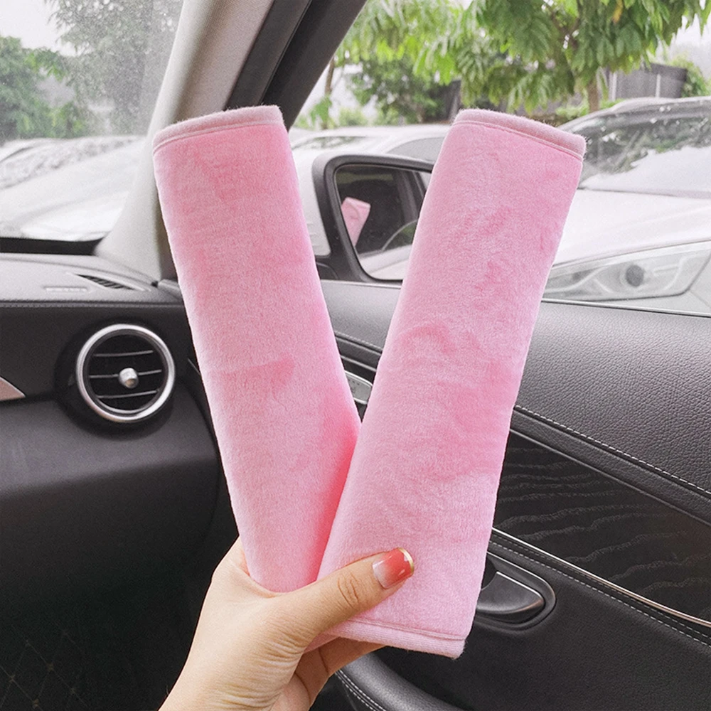 

2Pcs Pink Soft Plush Seat Belt Shoulder Pad for a More Comfortable Driving, Compatible with Adults Youth Kids - Car, Truck, SUV