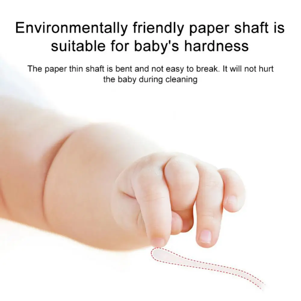 200pcs Baby Cotton Swab Newborn Disposable Ear Nose Scoop Double Degreased Cotton Tip Fluorescent Agent Free Baby Swab