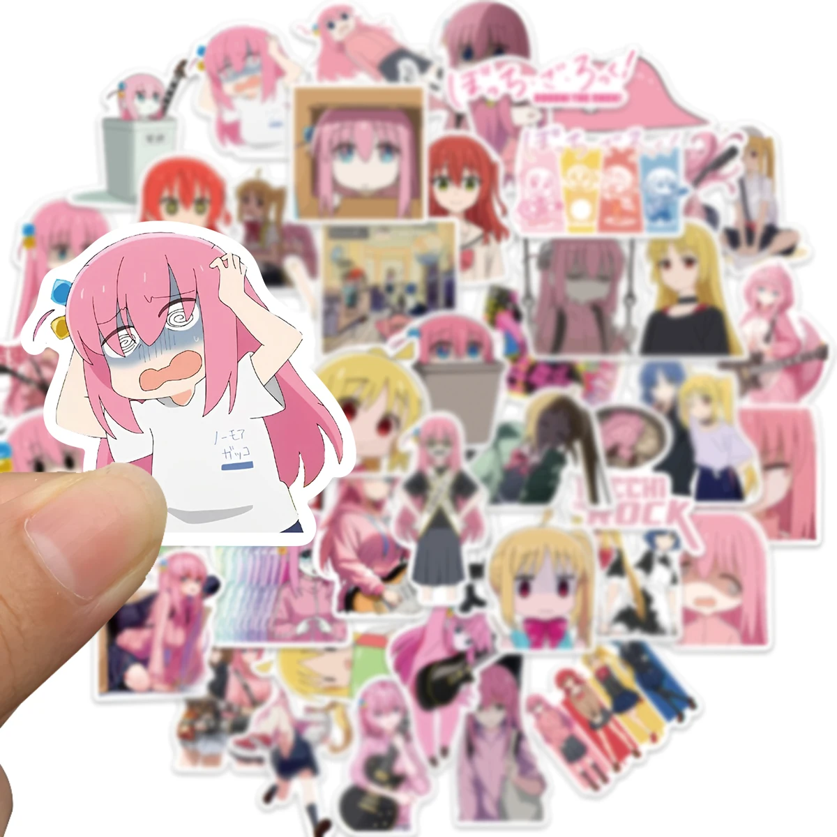 10 50pcs pack the quintessential quintuplets anime stickers laptop luggage skateboard bicycle guitar waterproof sticker kids toy 10/25/50pcs Bocchi The Rock Anime Sticker For Girls Book Skateboard Helmet Luggage Guitar Car Candy Toy Stickers Pack Aesthetic