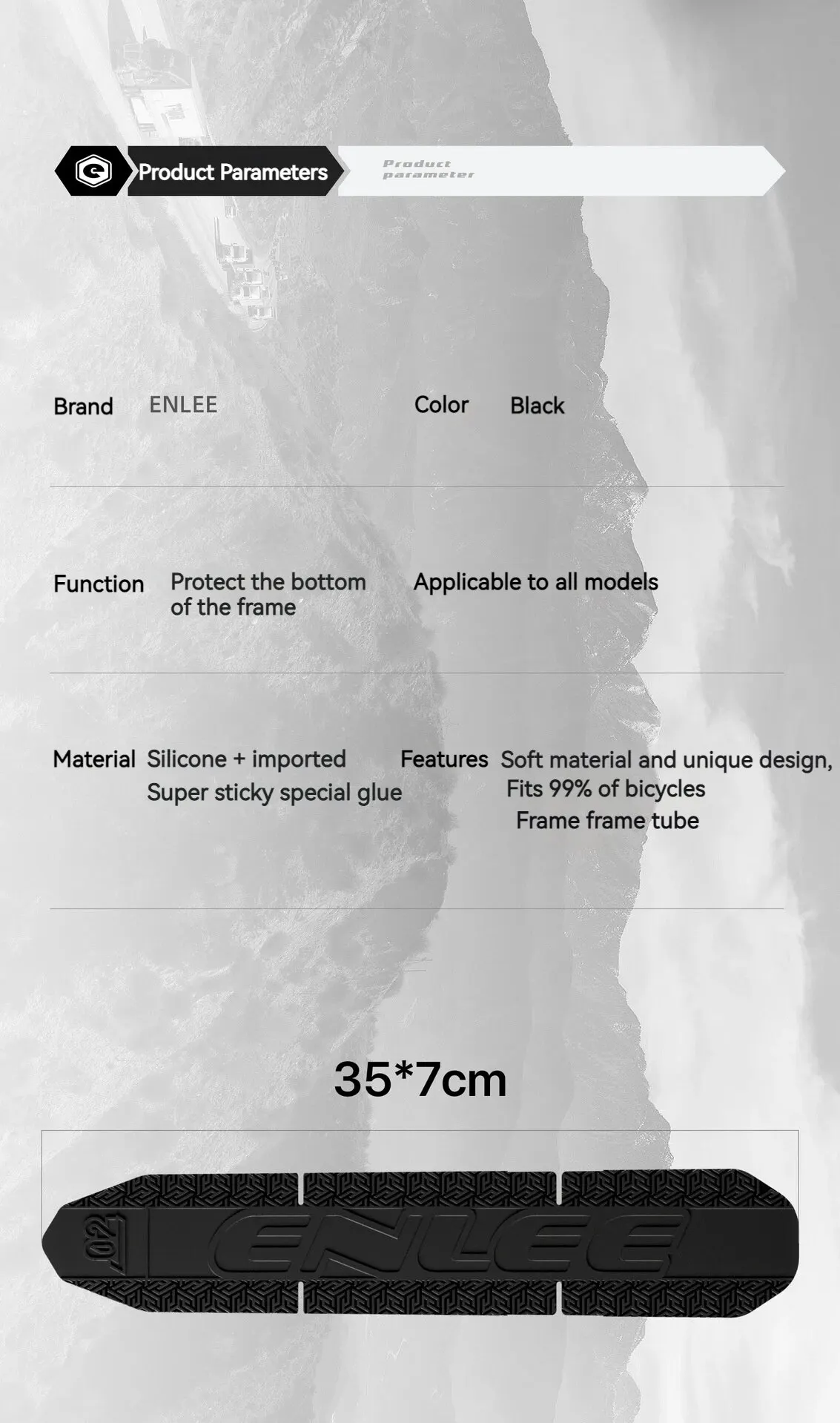 Description Picture 3 of itemENLEE Mountain Bicycle Frame Protective Silicone Bottom Sticker MTB Road Bike Best Anti-Collision Waterproof Protective Film