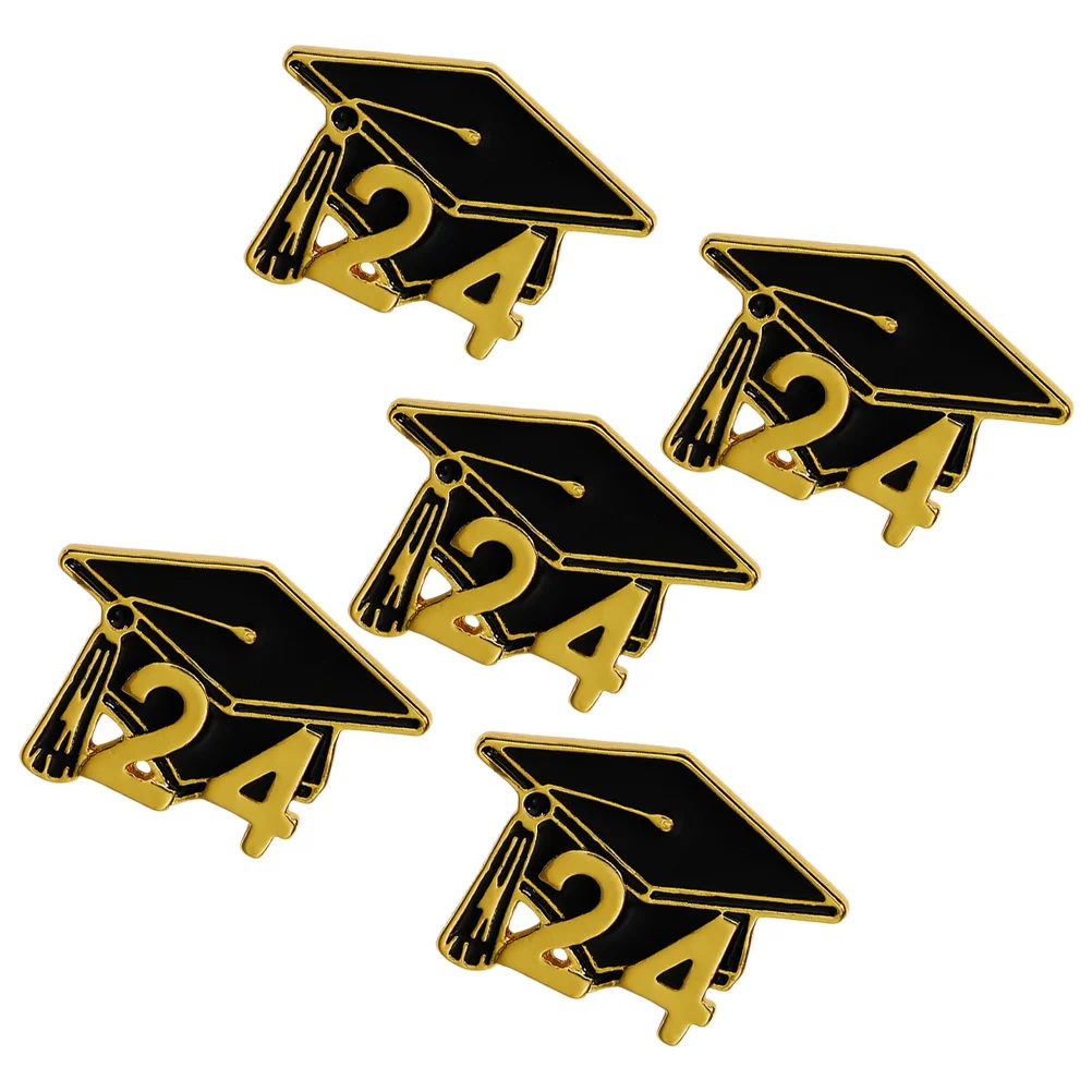 5pcs Graduation Brooches Metal Brooches 2024 Graduation Cap Lapel Pin Clothes Brooch Pins for Suit Uniform