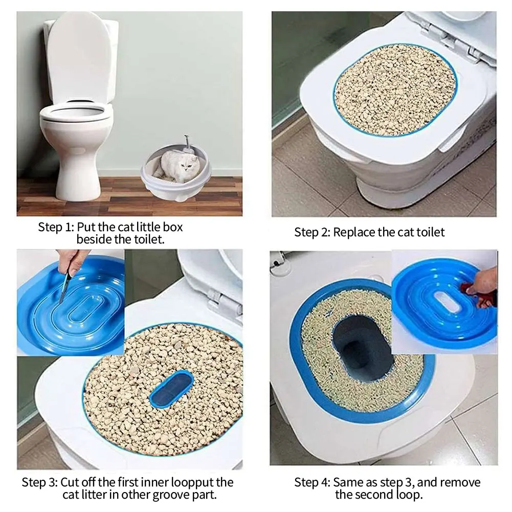Cat Toilet Training Kit Reusable Cat Toilet Trainer Puppy Litter Mat Pet Cleaning Teach to Use Trainer