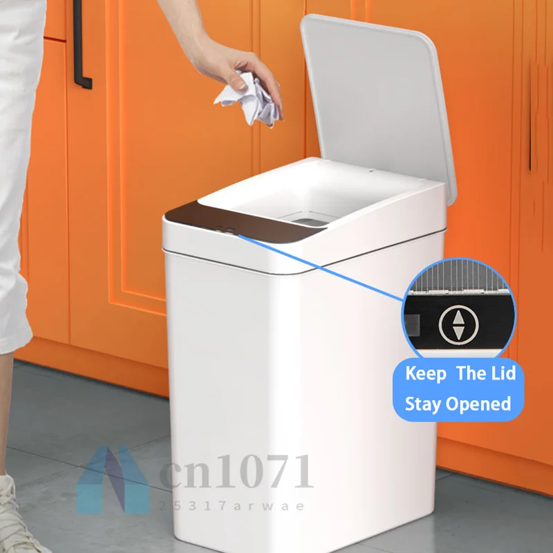 12L Smart Bathroom Trash Can Automatic Electronic Trash Can White Touchless Narrow Smart Sensor Garbage Bin Smart Home Kitchen 1