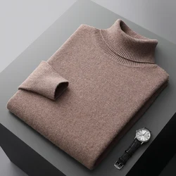 Men's 100% Pure Merino Wool Turtleneck Sweater - Thick, Warm, and Soft - XL (Deep camel)