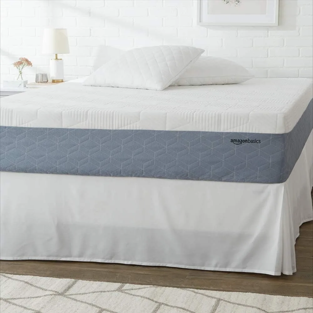

Cooling Gel-Infused, Medium Firm Memory Foam Mattress, Queen Size, 80 x 60 x 12 inches, White/Gray